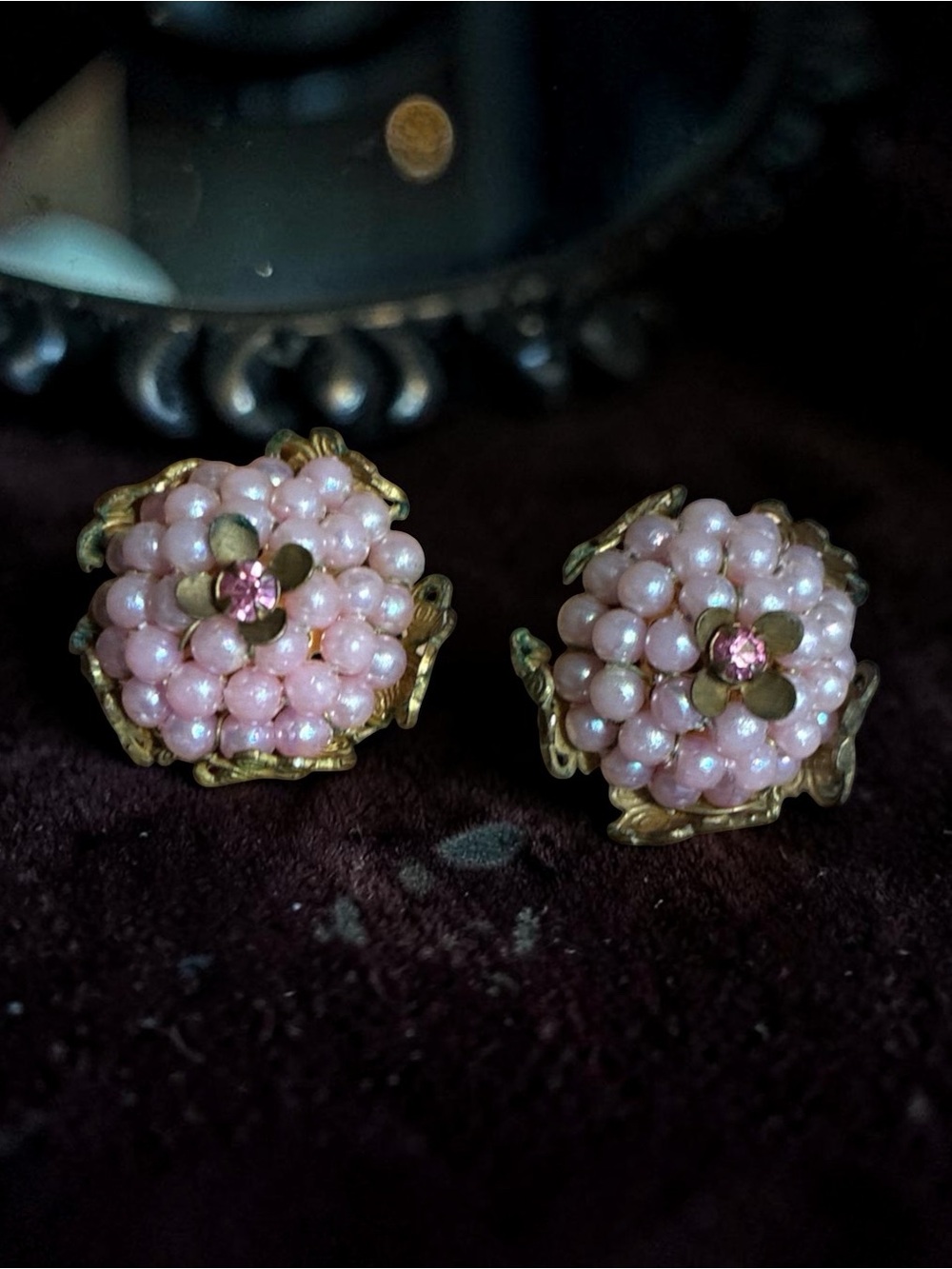 Amourelle Pink Floral Clip-On Earrings